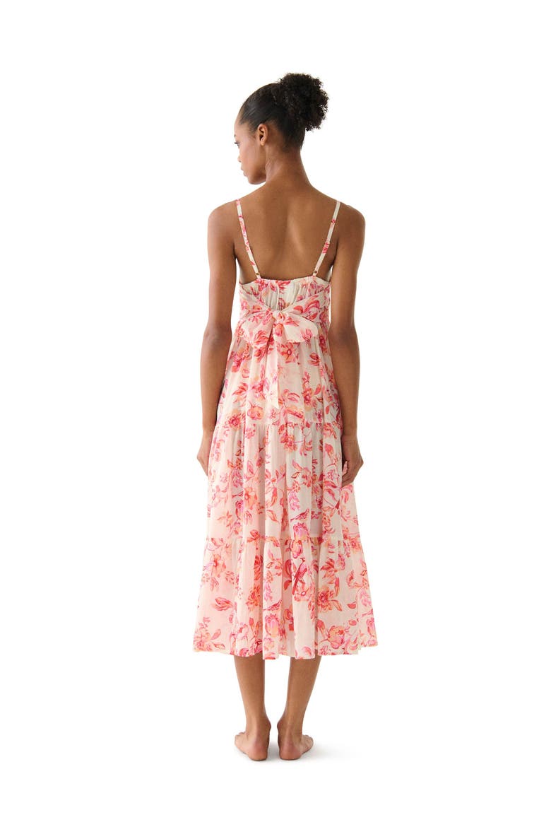 Floral Toile Tier Cover Up Maxi Dress Swim, Alternate, color, Light Cantaloupe