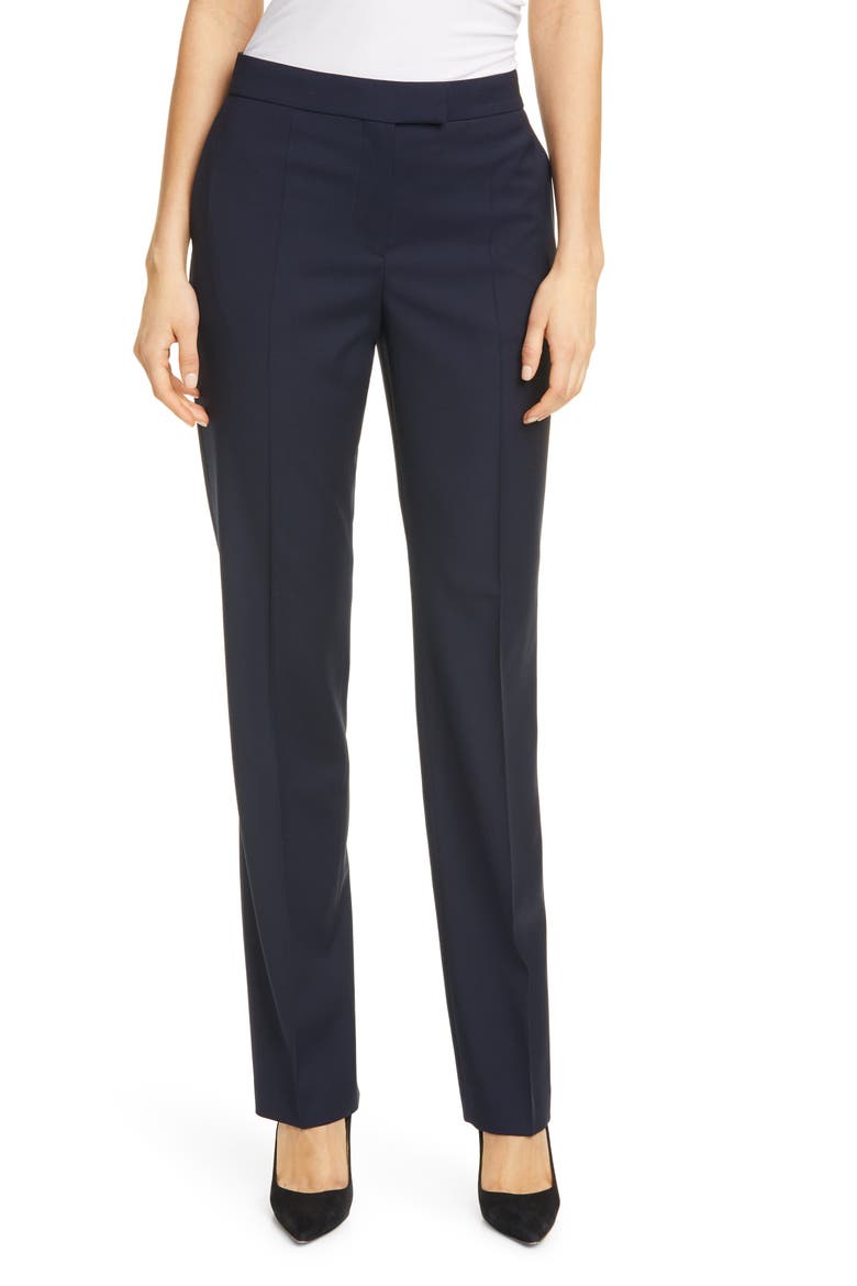 Tewah 1 Straight Leg Stretch Wool Pants, Main, color, MIDNIGHT