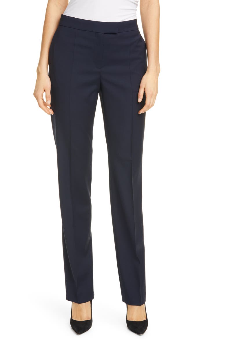 BOSS Tewah 1 Straight Leg Stretch Wool Pants, Main, color, 