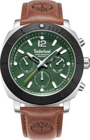 Timberland Pyperville Multifunction Leather Strap Watch, 45mm