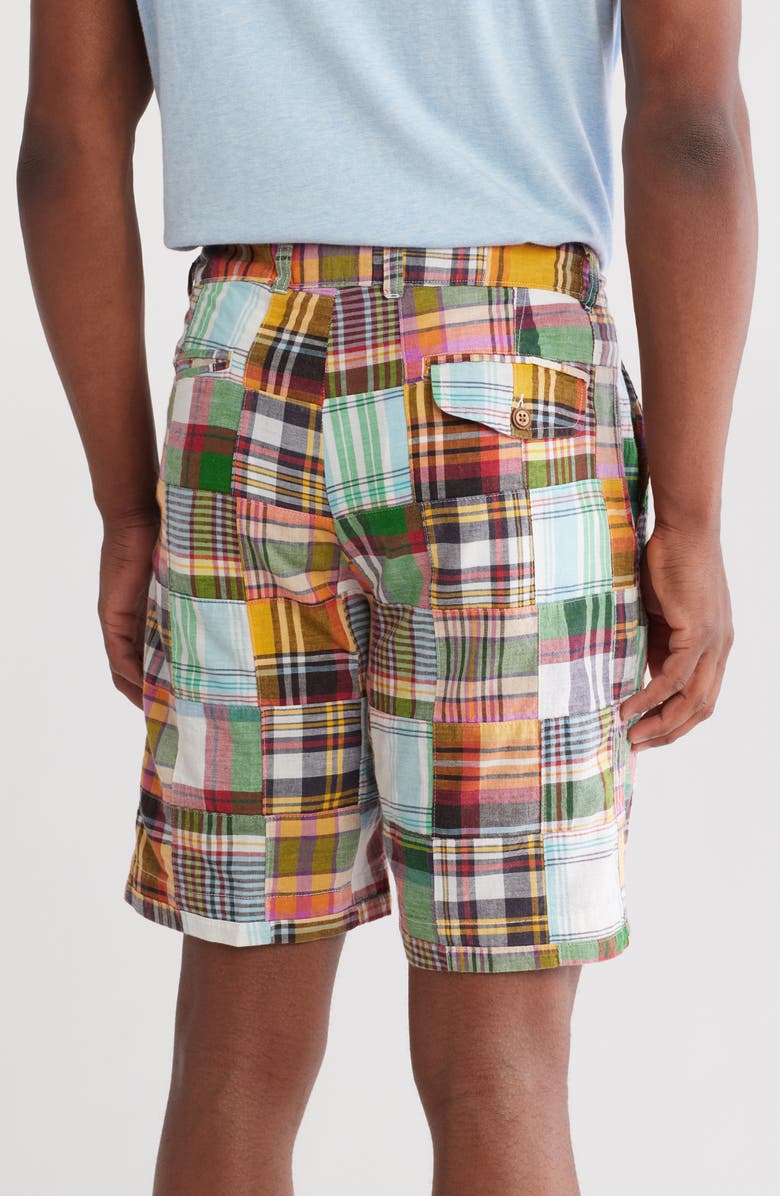 Vintage 1946 Acid Wash Patchwork Madras Plaid Shorts, Alternate, color, Forest