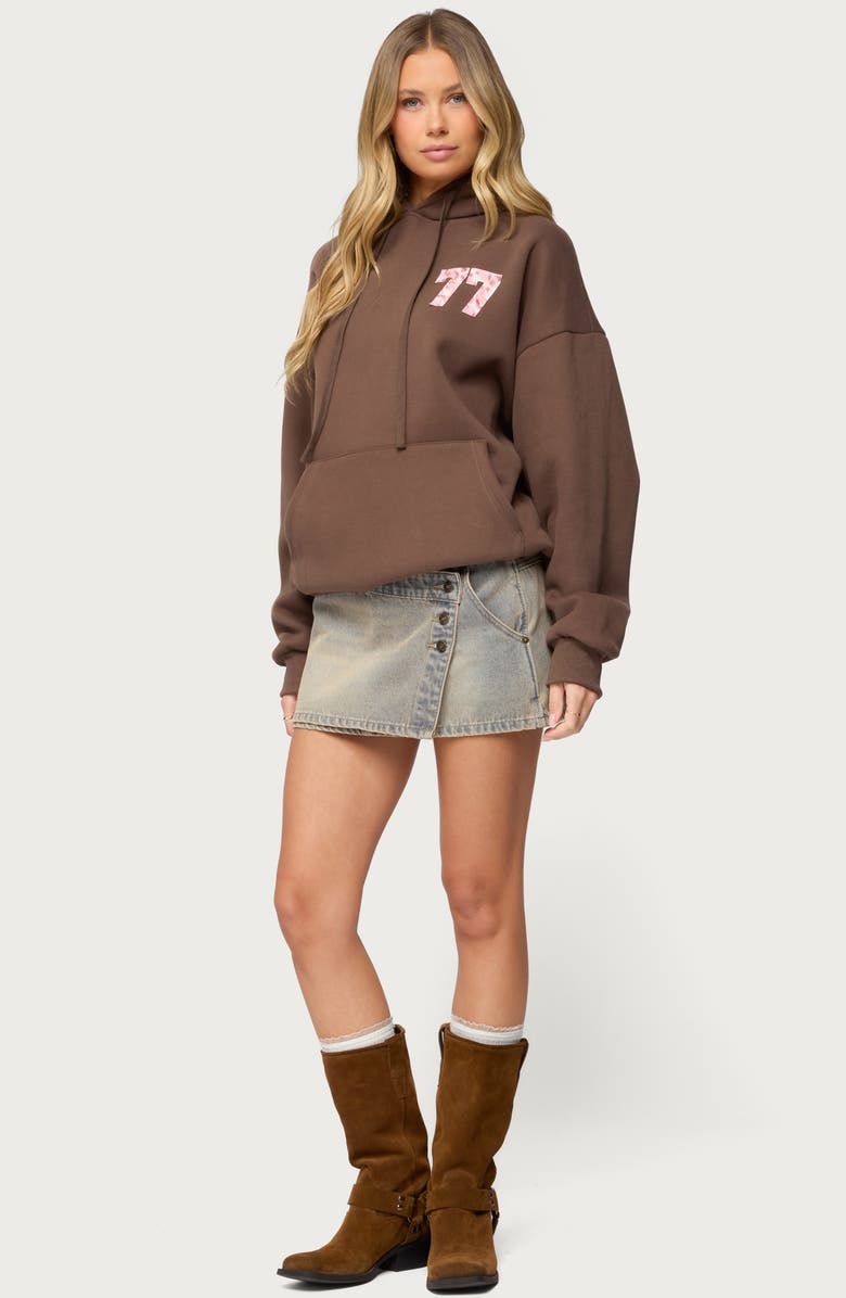 EDIKTED Leopard 77 Graphic Oversize Hoodie, Alternate, color,