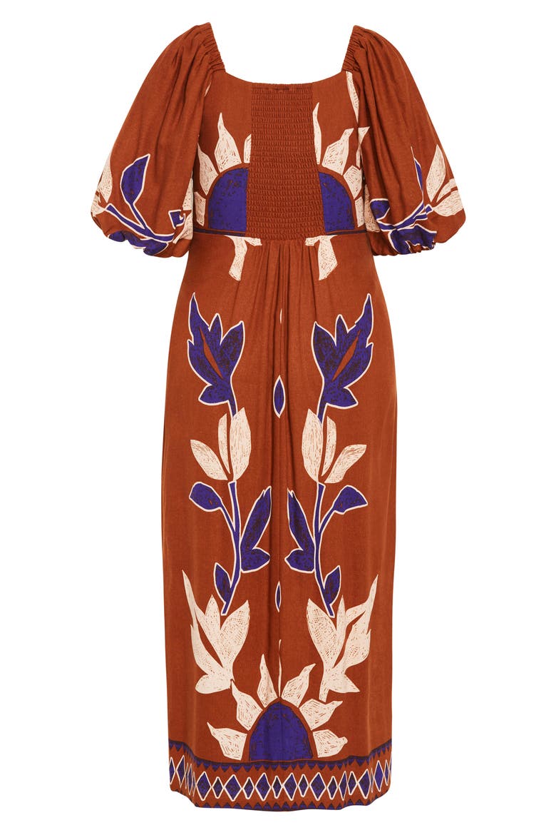 Luna Print Puff Sleeve Maxi Dress, Alternate, color, PLACEMET PRINT