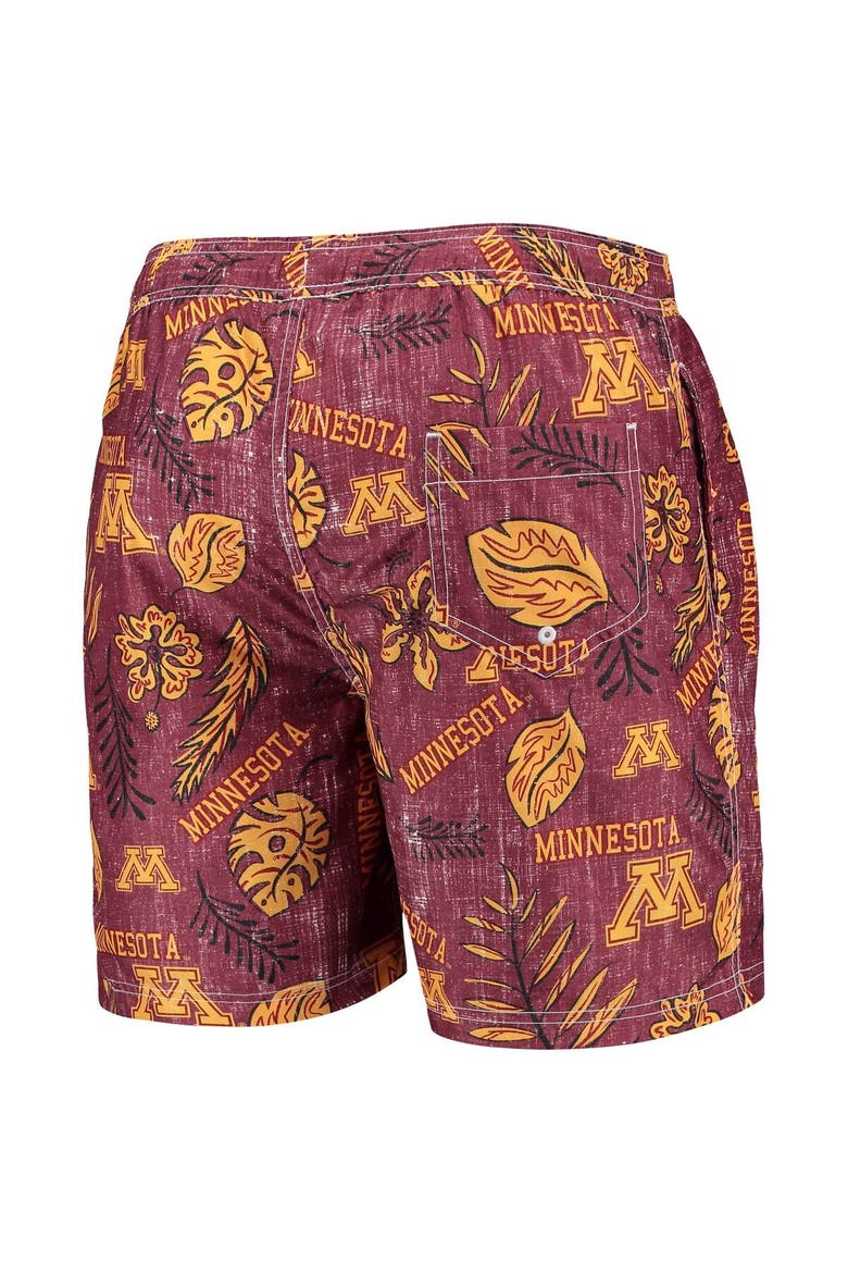 Men's Wes & Willy Maroon Minnesota Golden Gophers Vintage Floral Swim Trunks, Alternate, color, Maroon