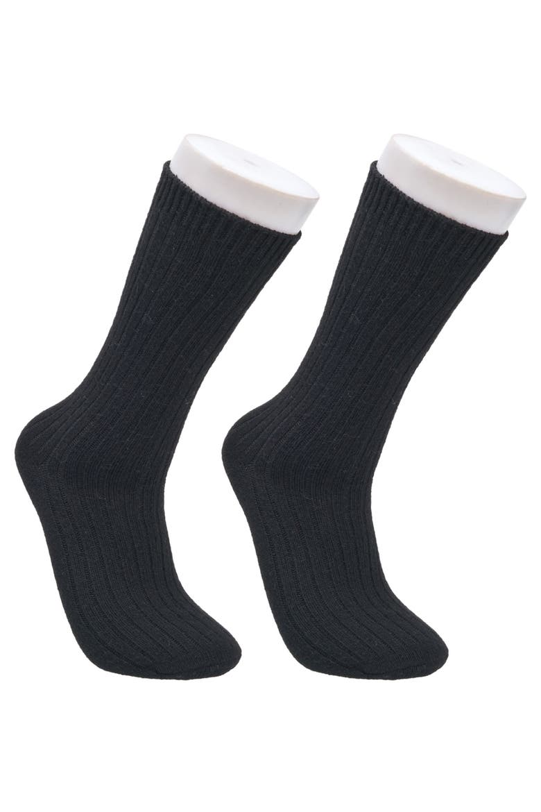 Cashmere Flat Crew Sock 2-Pack, Main, color, Black