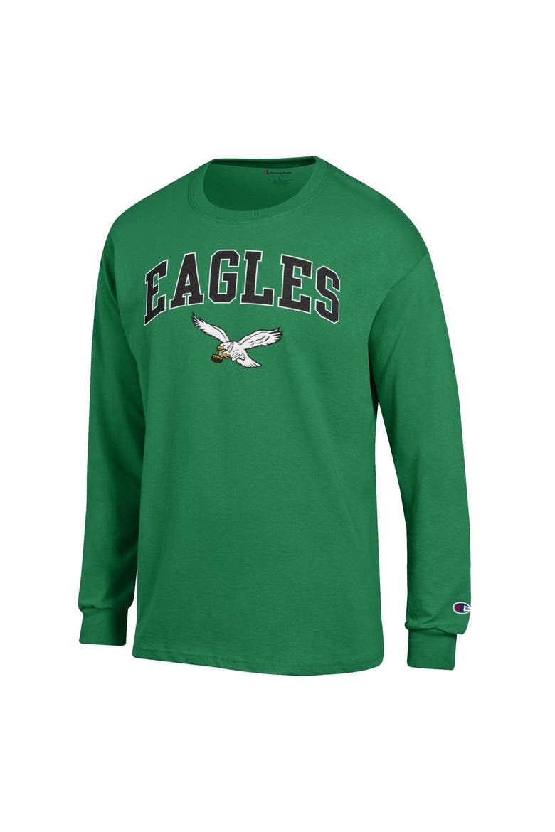 Men's Champion Kelly Green Philadelphia Eagles Arch Over Logo Long Sleeve T-Shirt, Alternate, color, Kelly Green