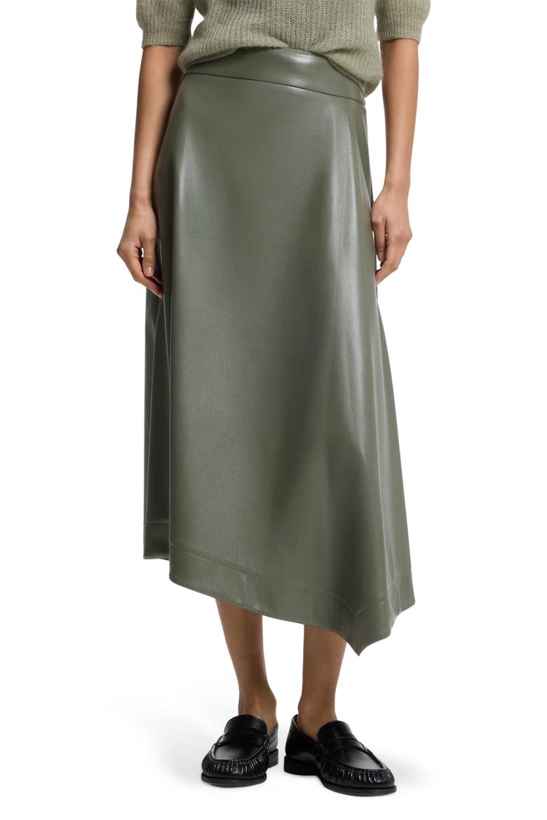 Ventara Faux Leather Midi Skirt, Main, color, TEA LEAF