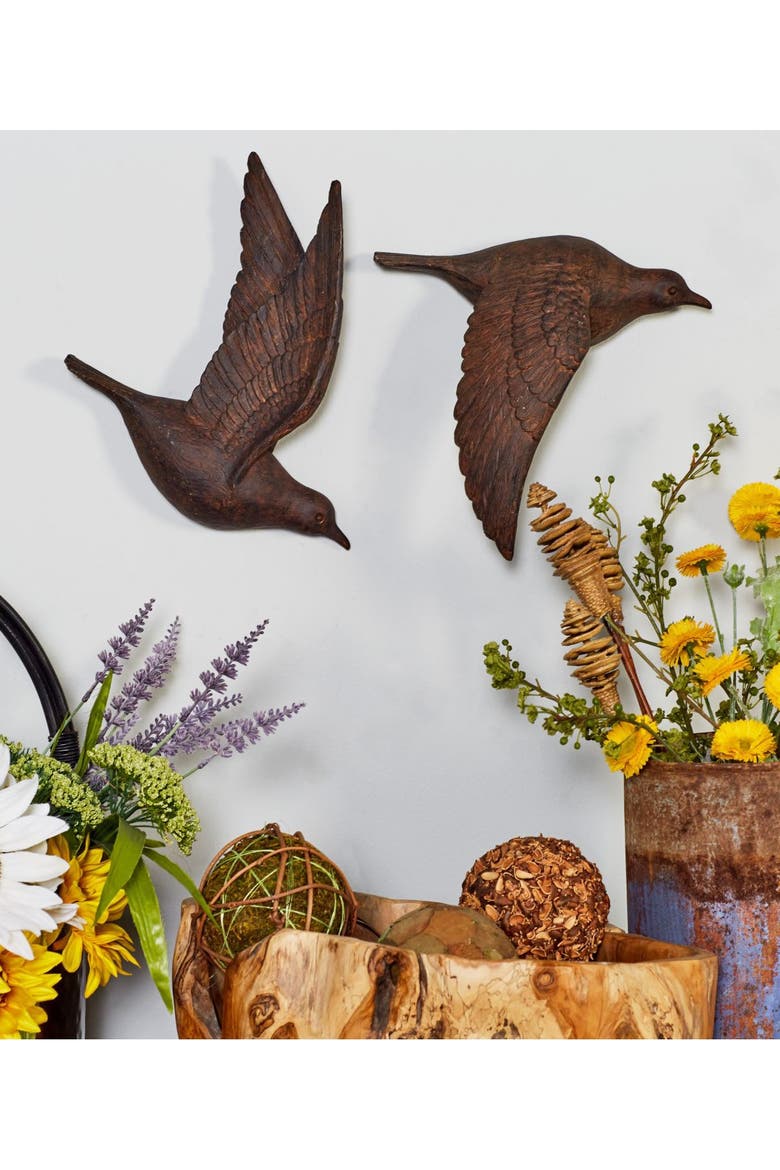 Polystone Bird Wall Decor - Set of 3, Alternate, color, BROWN