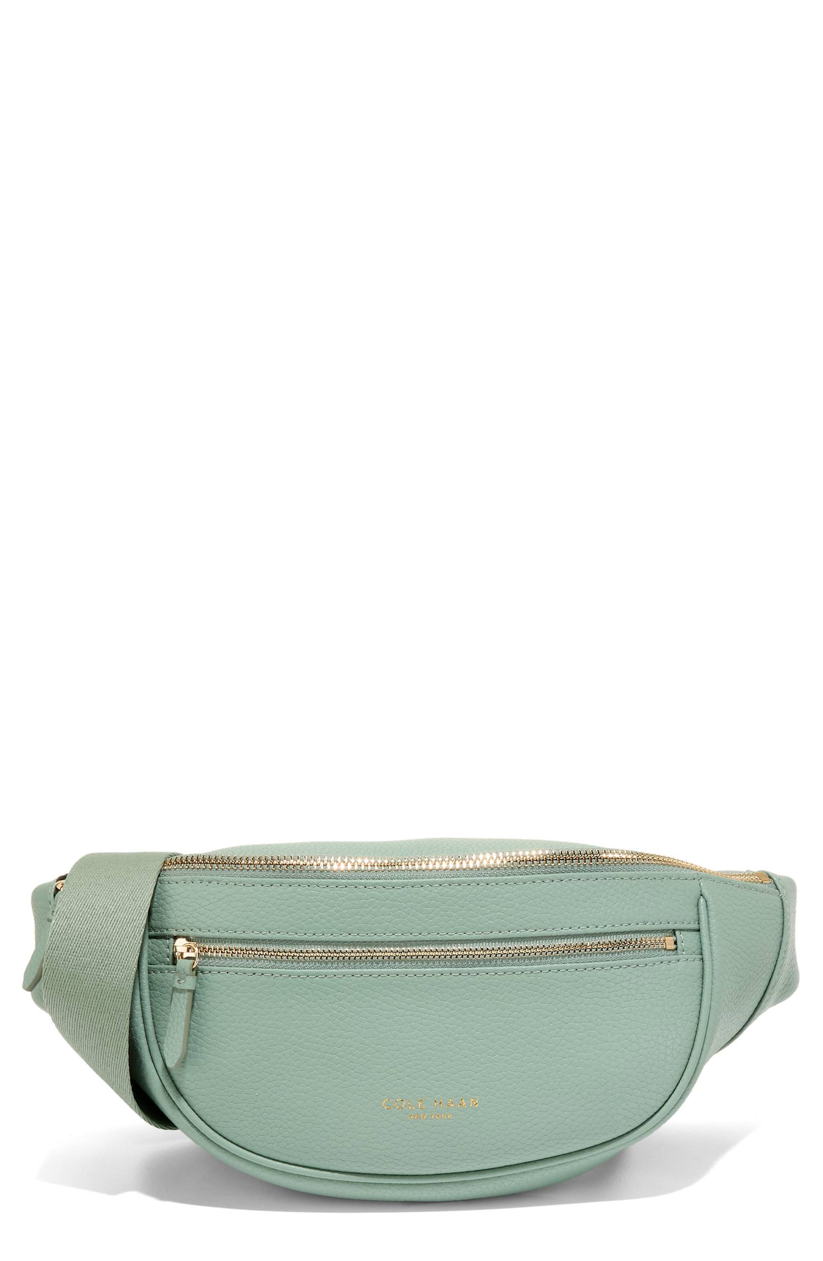 Cole Haan Mackenna Leather Belt Bag, Main, color, Lily Pad