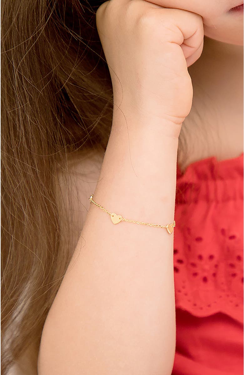 In Season Jewelry 14k Polished Heart Charm Bracelet, Alternate, color, Gold