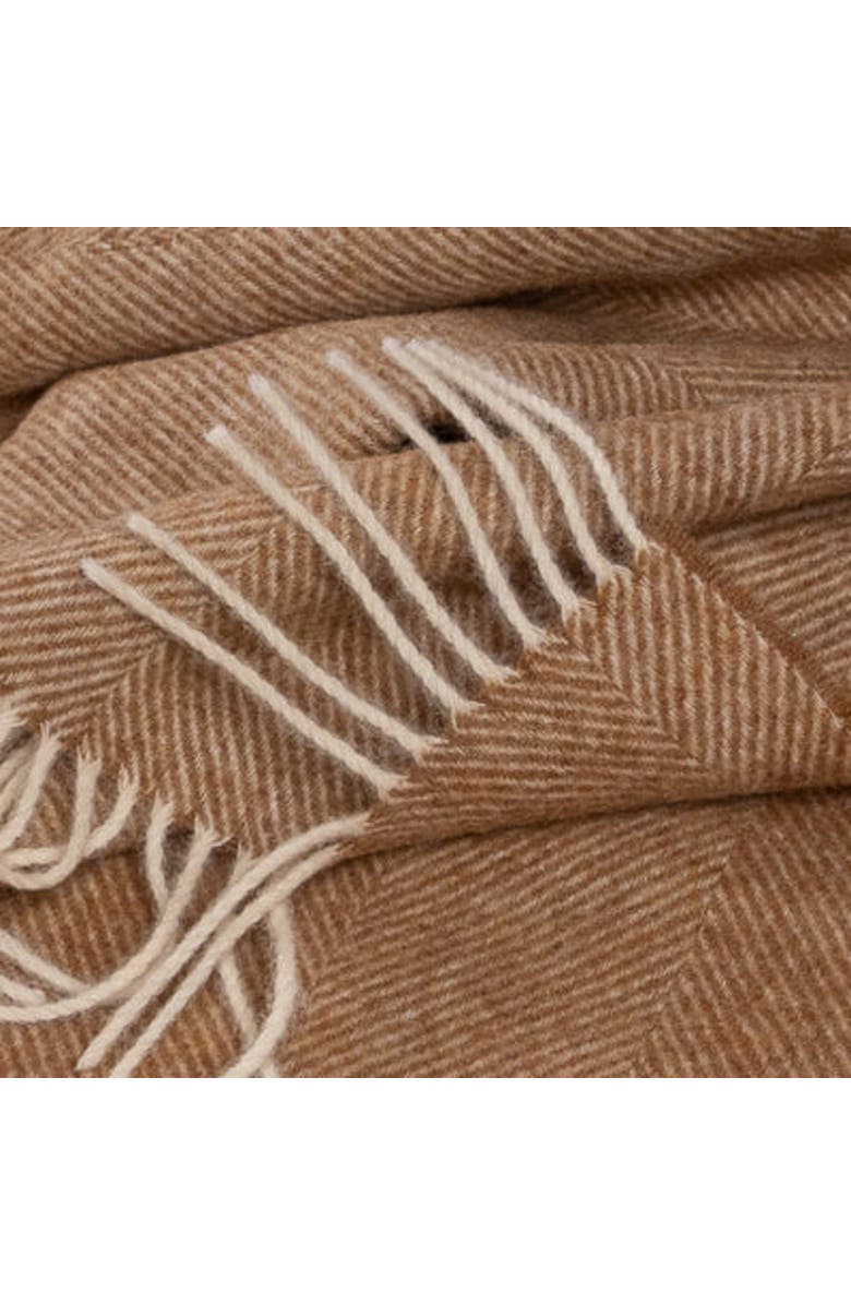 Prince of Scots Southampton Home Shetland Lambswool Herringbone Throw, Alternate, color, Rust