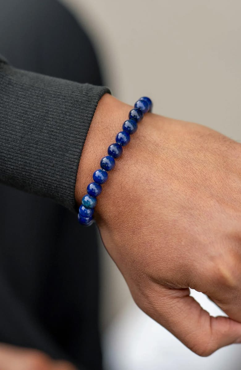 Vincero Men's Lapis Beaded Bracelet, Alternate, color, Lapis