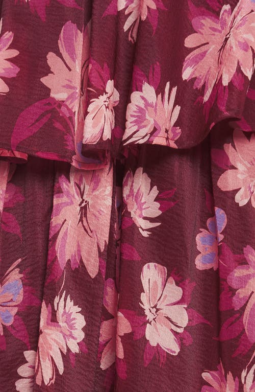 Flying Tomato Floral Layered Maxi Skirt In Burgundy