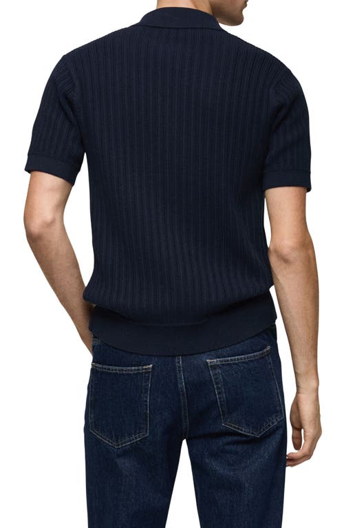 Mango Textured Short Sleeve Button-up Knit Shirt In Multi