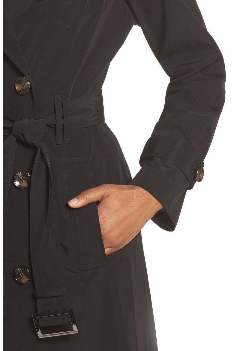 Long Double Breasted Trench Coat, Alternate, color, BLACK