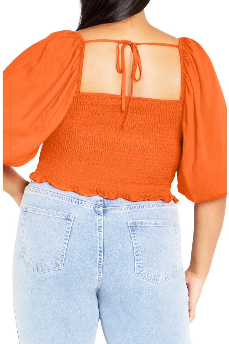 Chrysie Smocked Crop Top, Alternate, color, ORANGE