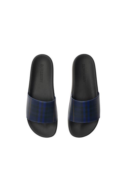 Burberry Check Slides In Midnight