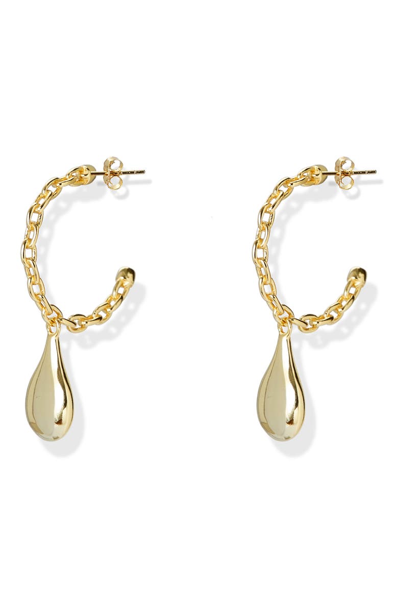 Chain Link Teardrop Hoop Earrings, Main, color, GOLD
