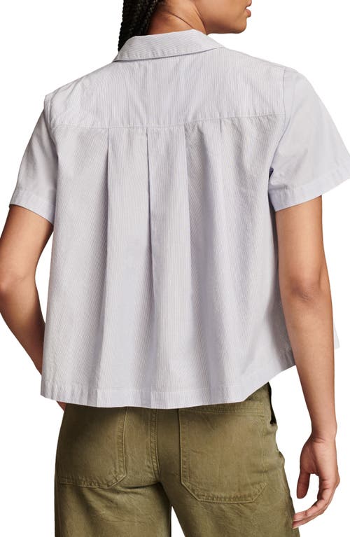 Lucky Brand Stripe Short Sleeve Cotton Poplin Button-up Shirt