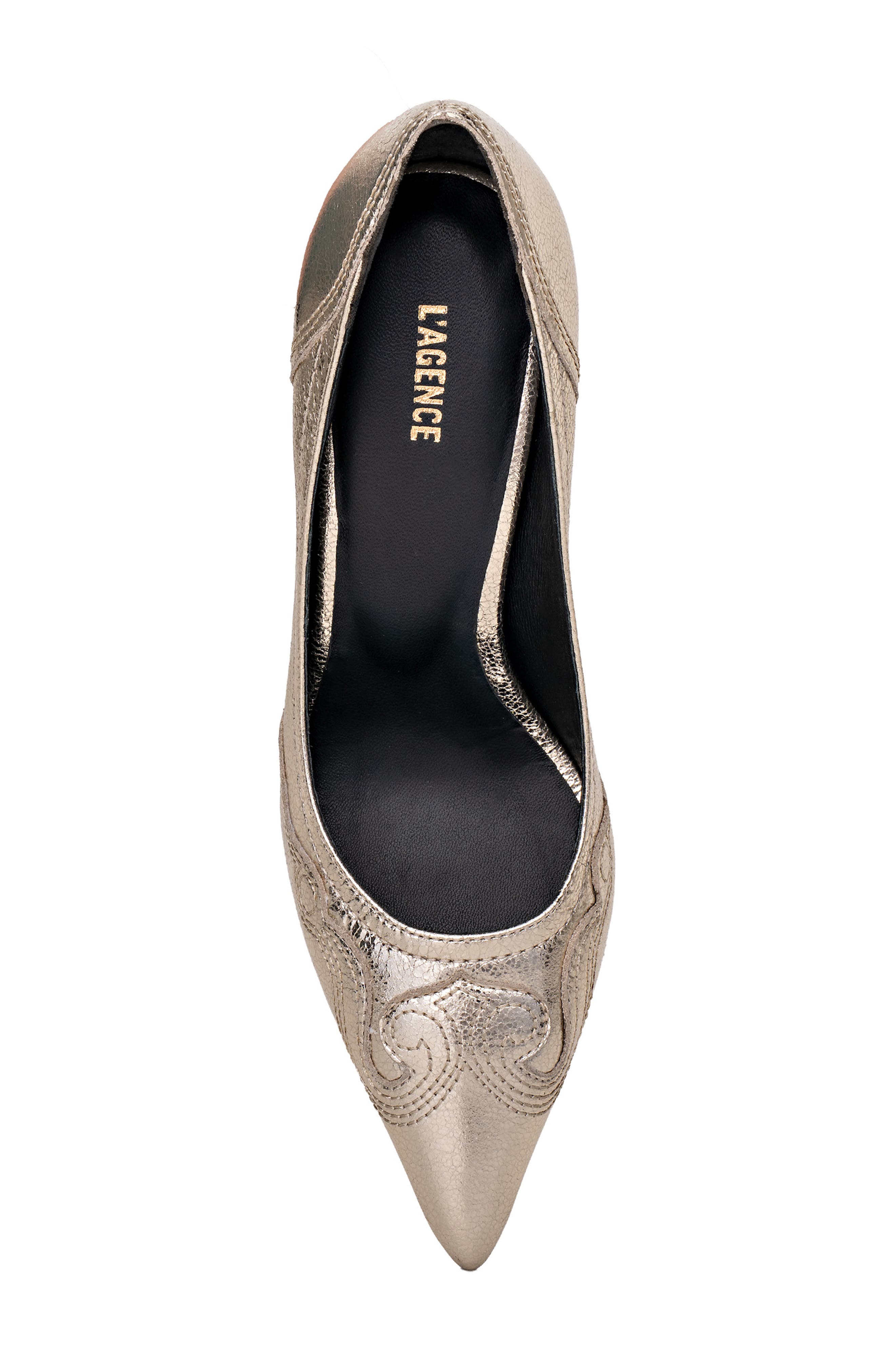 L'AGENCE Amandine Pointed Toe Pump, Alternate, color, Gold Metallic