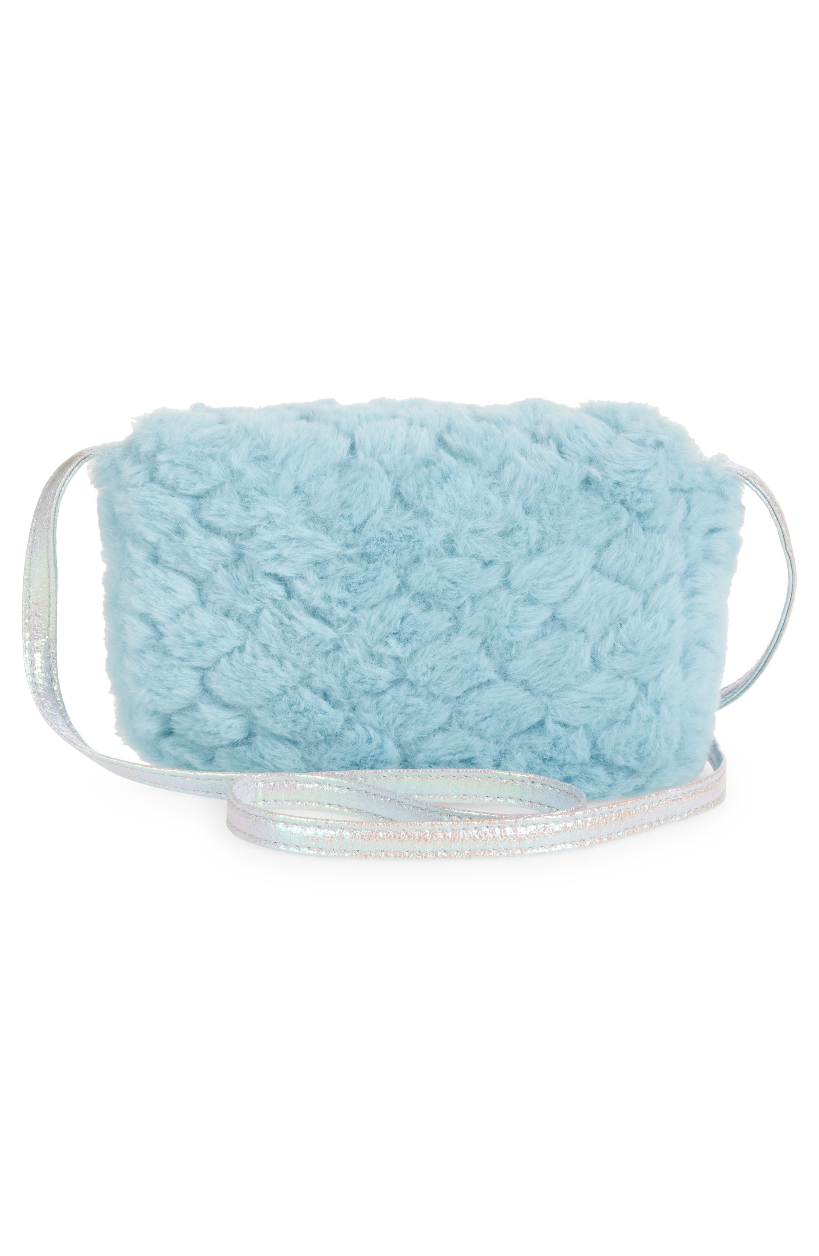 Capelli New York Kids' Quilted Faux Fur Crossbody Bag, Alternate, color, Blue