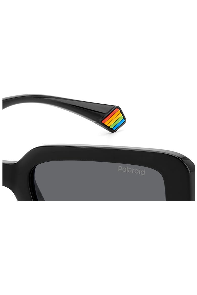 52mm Polarized Rectangular Sunglasses, Alternate, color, BLACK/ GRAY POLARIZED