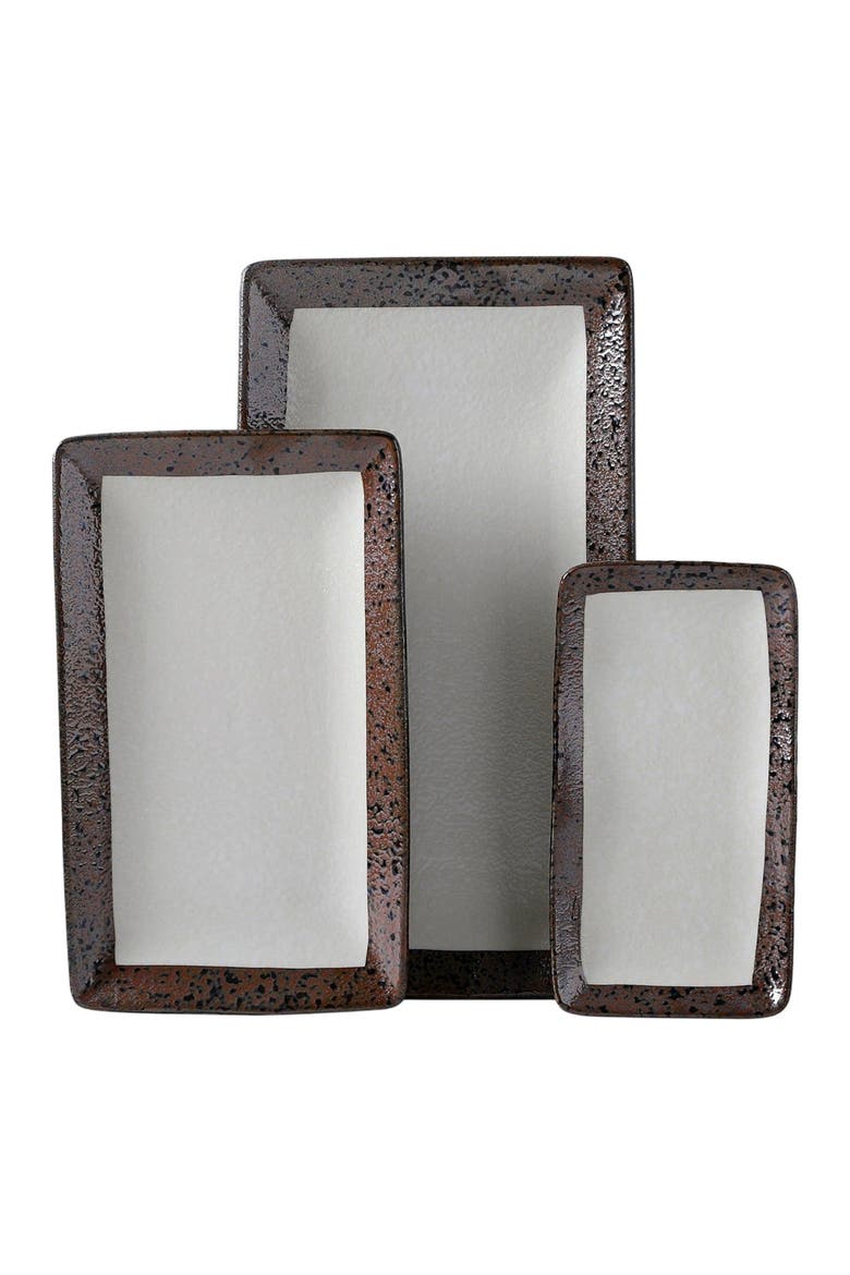 Lucy Porcelain 3-Piece Serving Plate Set, Main, color, Beige