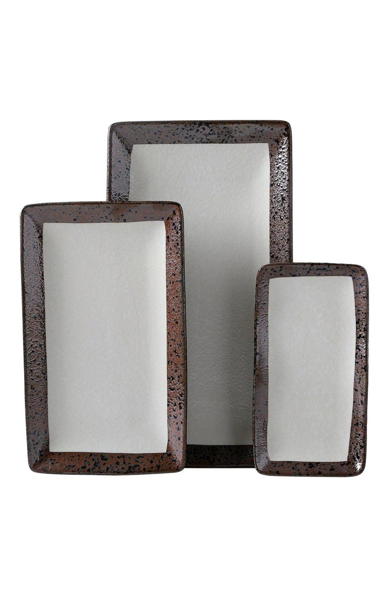 Stone Lain Lucy Porcelain 3-Piece Serving Plate Set, Main, color, Beige