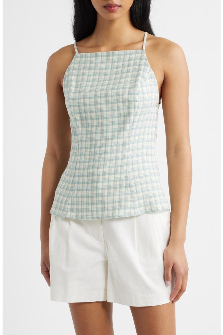 Finley Sleeveless Linen Top, Main, color, ZEPHYR CHECK
