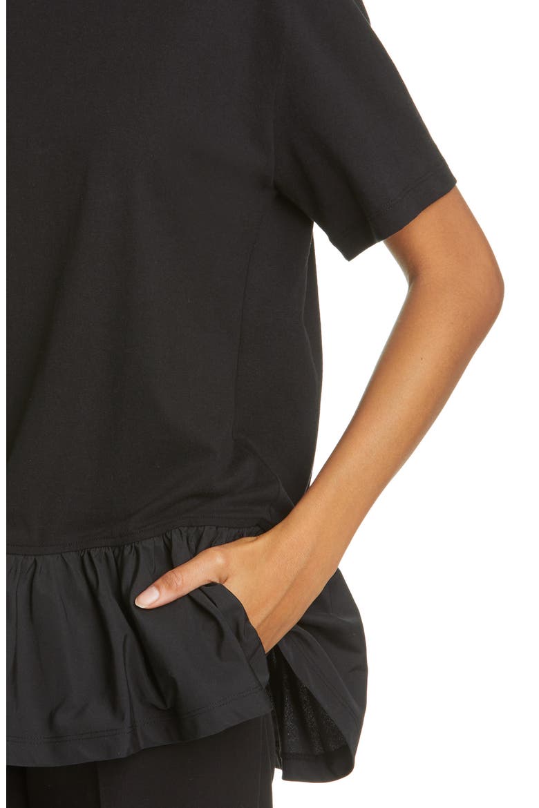 Taffeta Ruffle Tee, Alternate, color, NERO