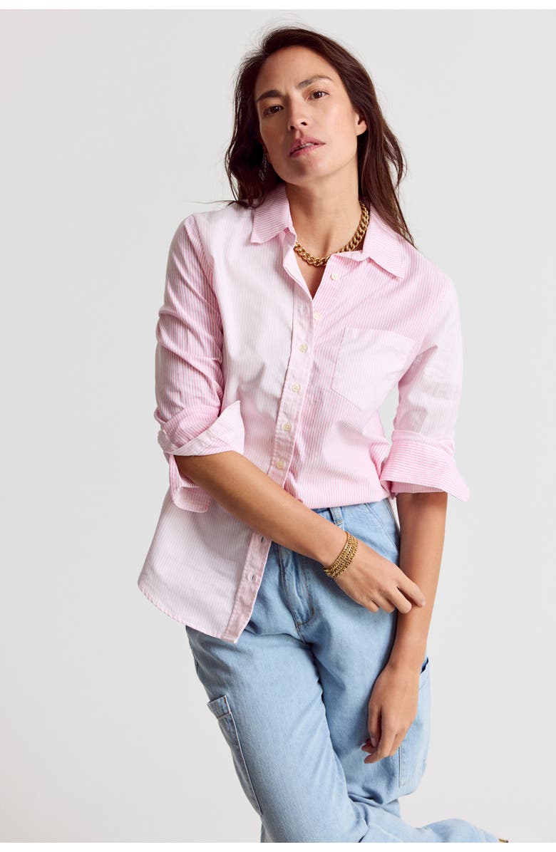 The Shirt by Rochelle Behrens The Boyfriend Shirt in Multistripe, Main, color, Multi Pink Stripe