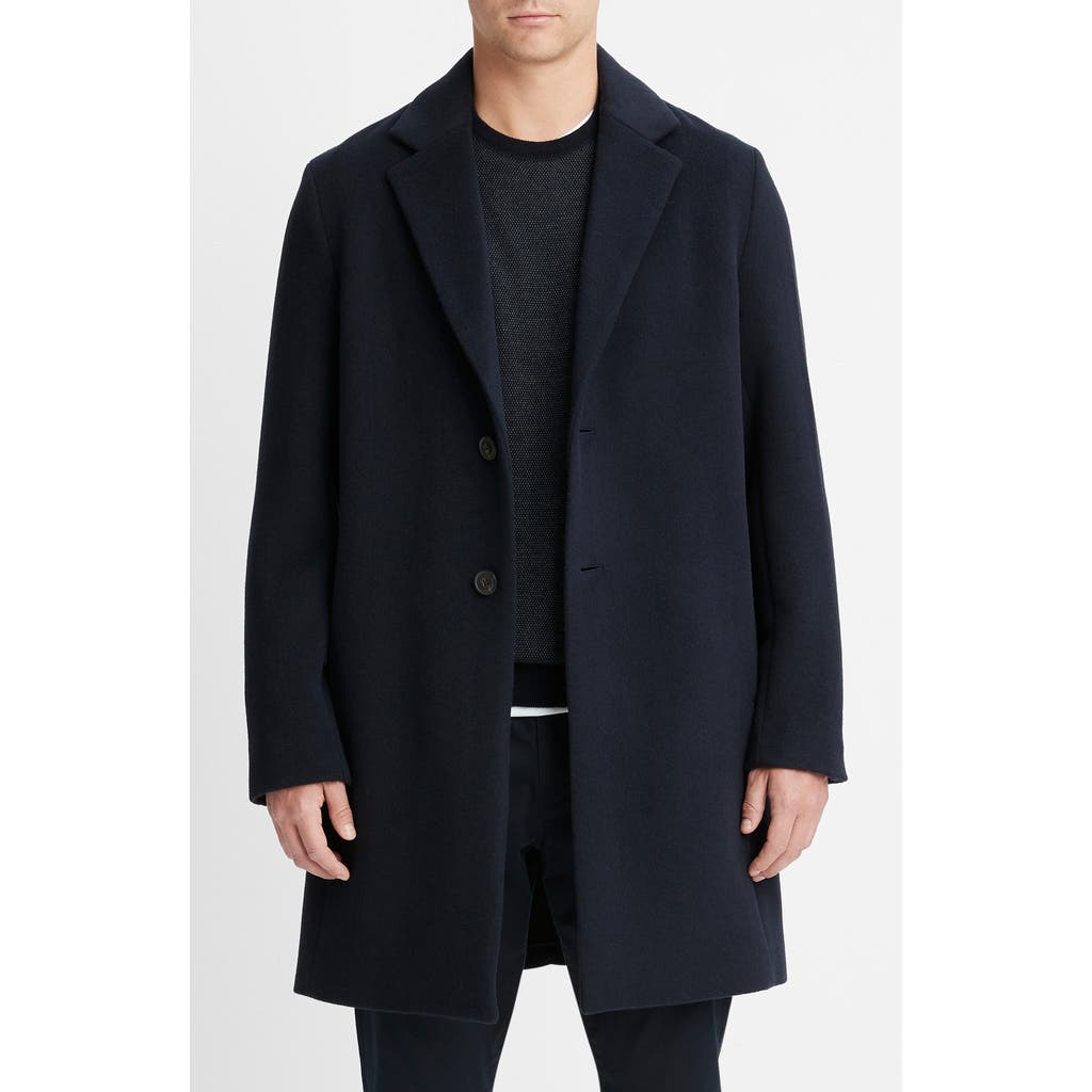 Vince Classic Wool Blend Coat In Blue