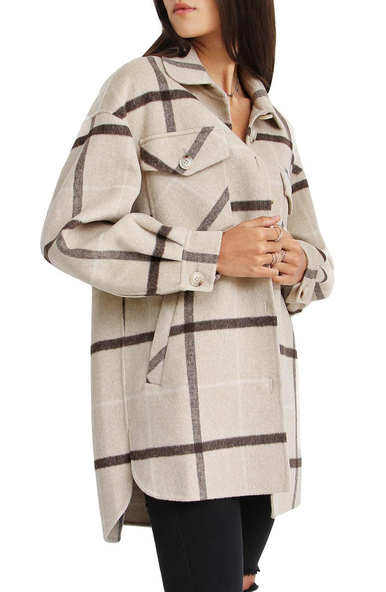 Belle & Bloom BELLE AND BLOOM Rivers Edge Plaid Shacket, Alternate, color, Beige