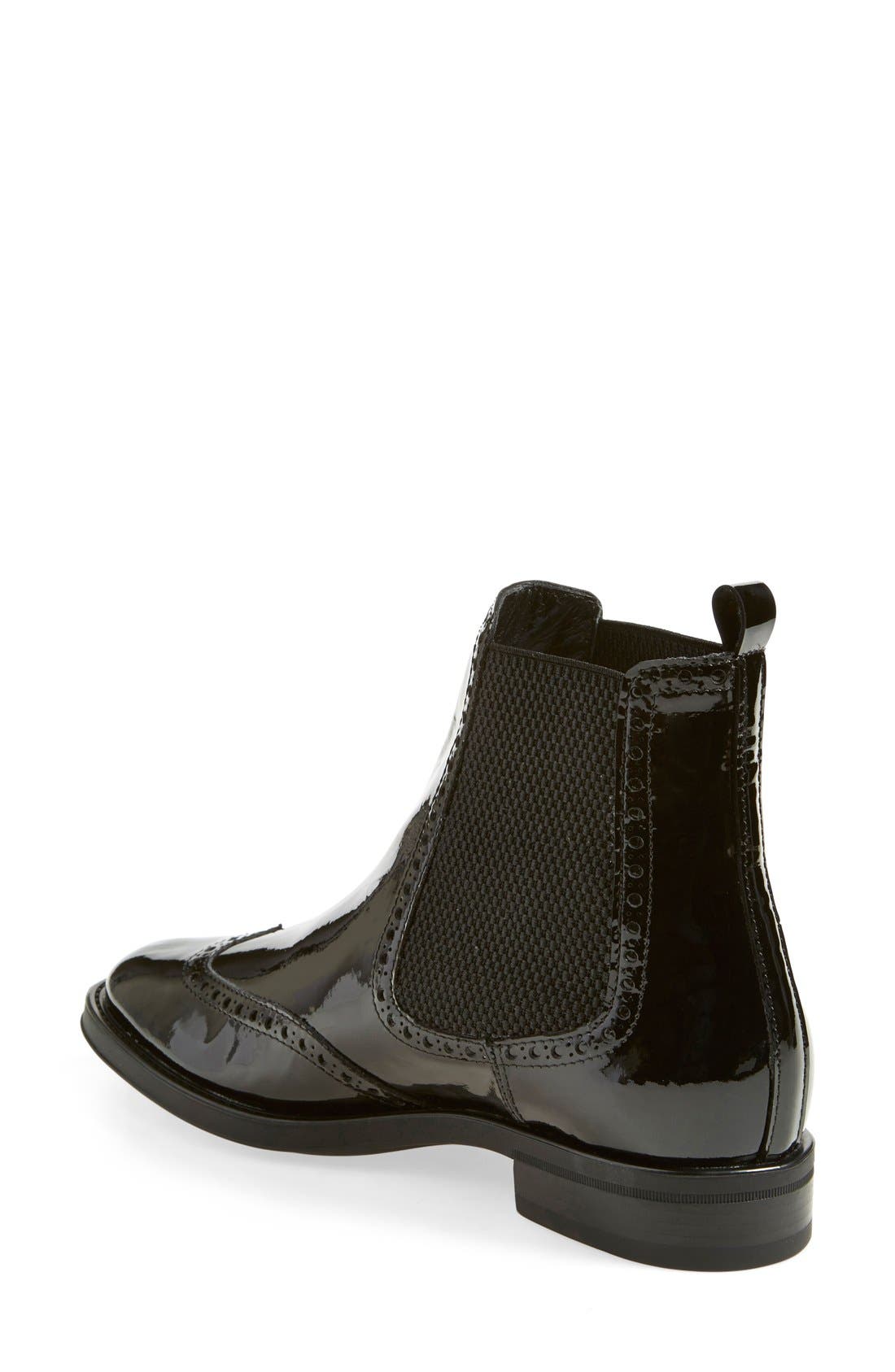 'Idalah' Weatherproof Wingtip Chelsea Boot, Alternate, color, BLACK PATENT