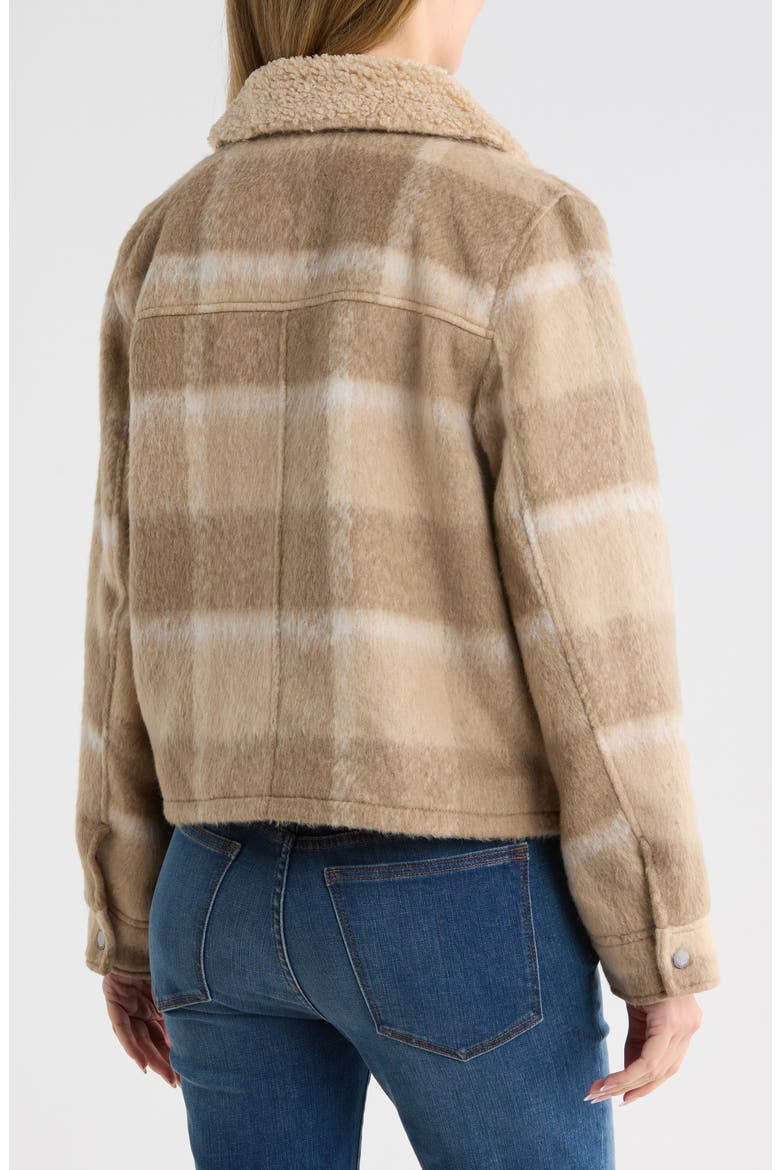 Plaid Faux Fur Crop Jacket, Alternate, color, BEIGE PLAID