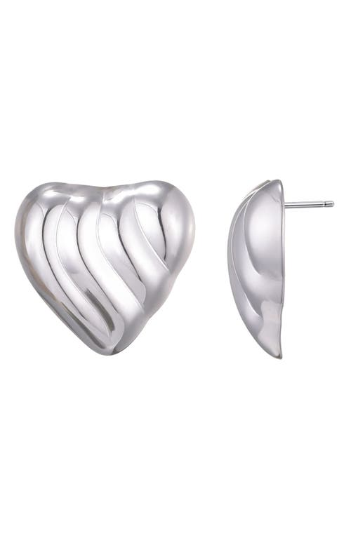 Adornia Silver Plated Heart Statement Stud Earrings In Silver