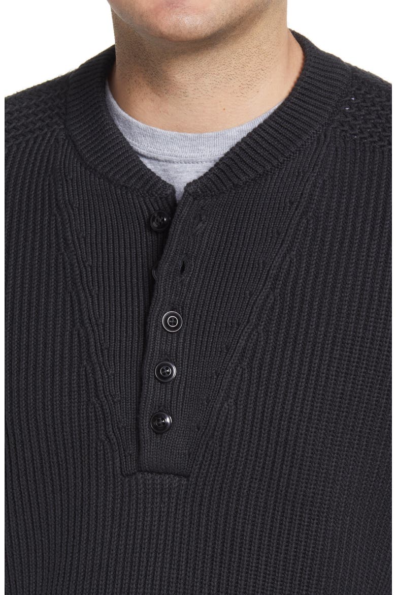 L.L.Ben Signature Archival Henley Sweater, Alternate, color, BLACK SLATE