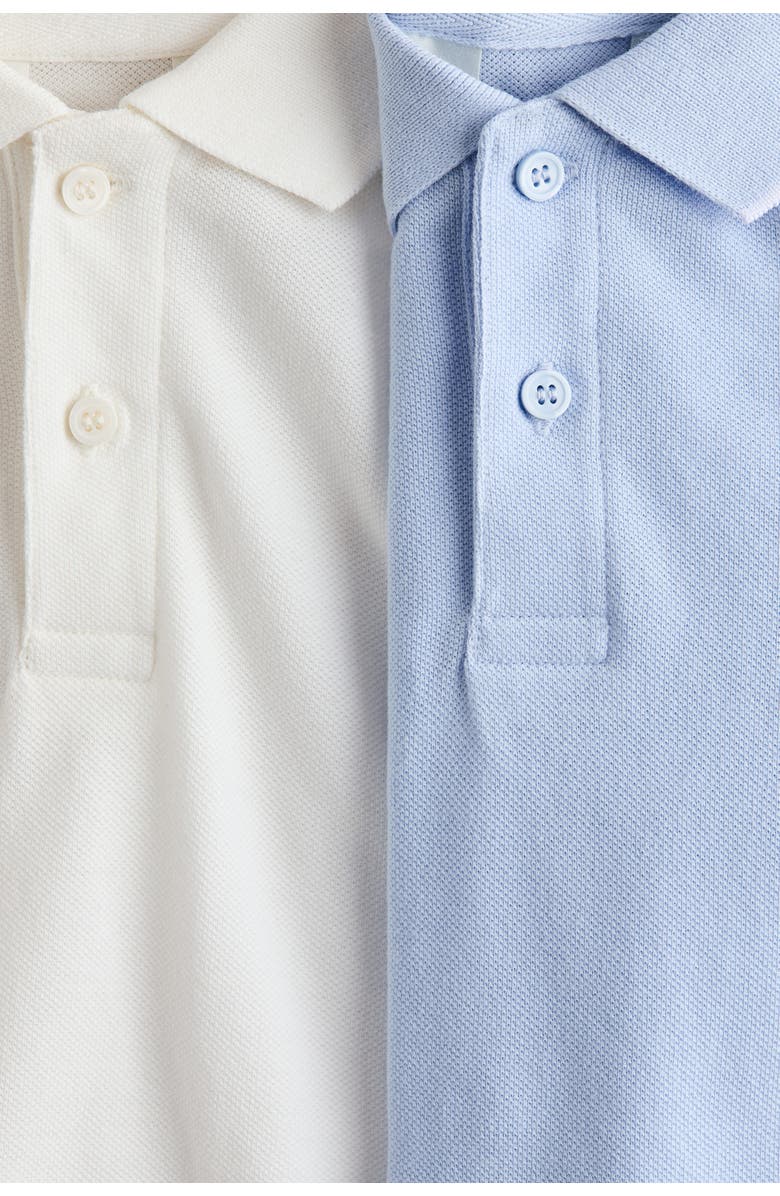H&M 2-pack cotton piqué polo shirts, Alternate, color, Light Blue/White