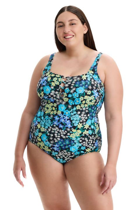 Havana Heat Plus Size Square Neck One Piece Swimsuit