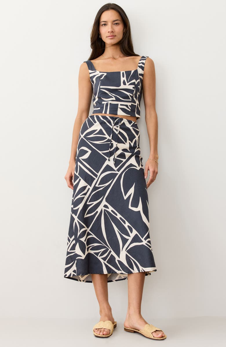 Marine Layer Avery Geo Print Drawstring Midi Skirt, Alternate, color, 