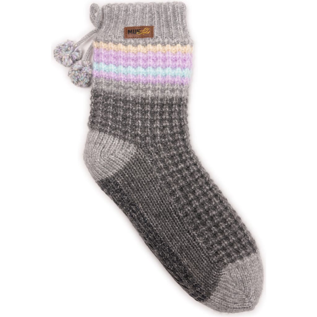 Muk Luks Waffle Cottage Crew Sock In Gray