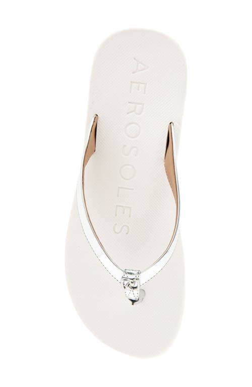 Shop Aerosoles Jace Flip Flop In Silver Mirror/white