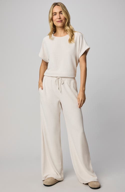 Splendid Waffle Knit Wide Leg Pants In White