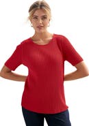 Jessica London Button Ribbed Knit Pullover Sweater
