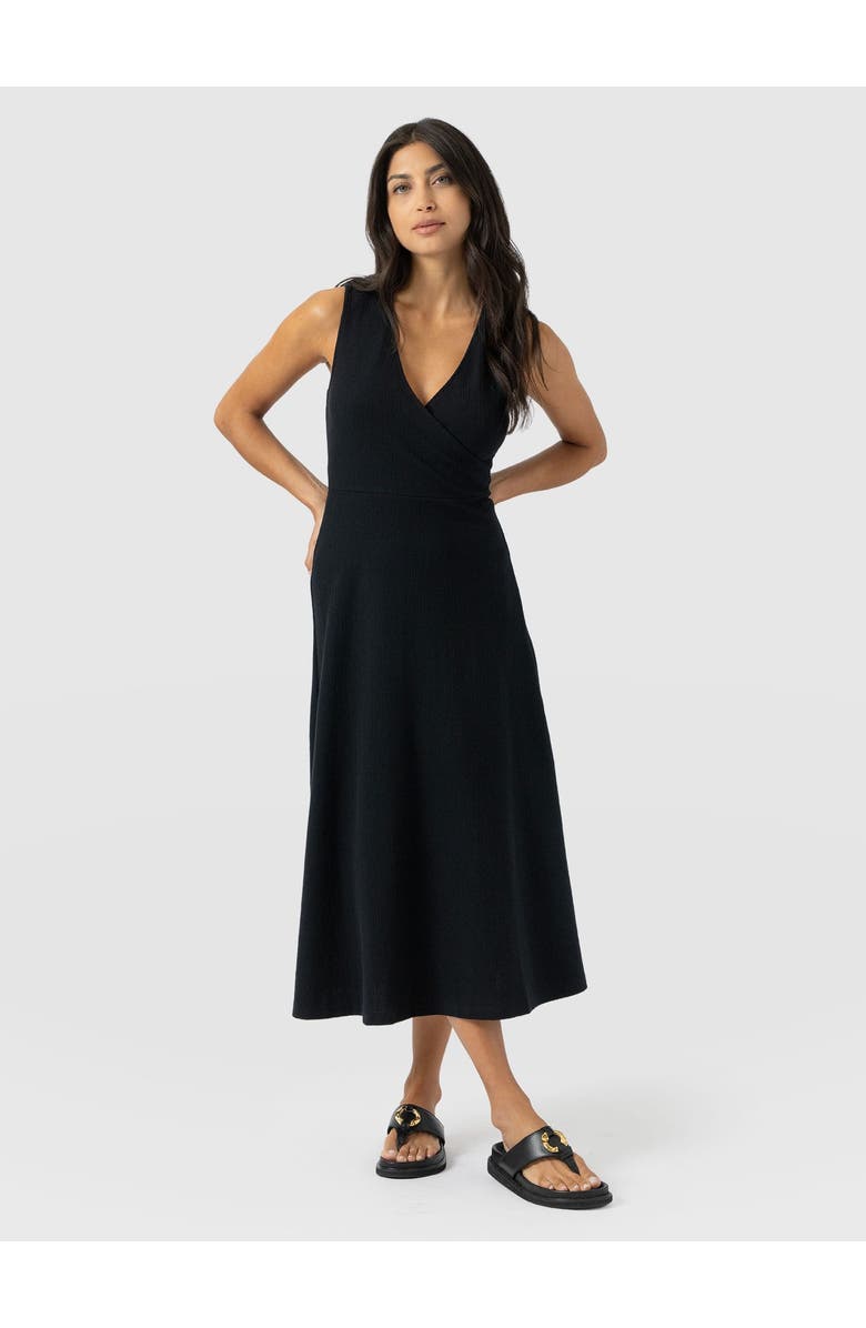 Saint + Sofia Sleeveless Maggie Wrap Dress, Alternate, color, Black Textured