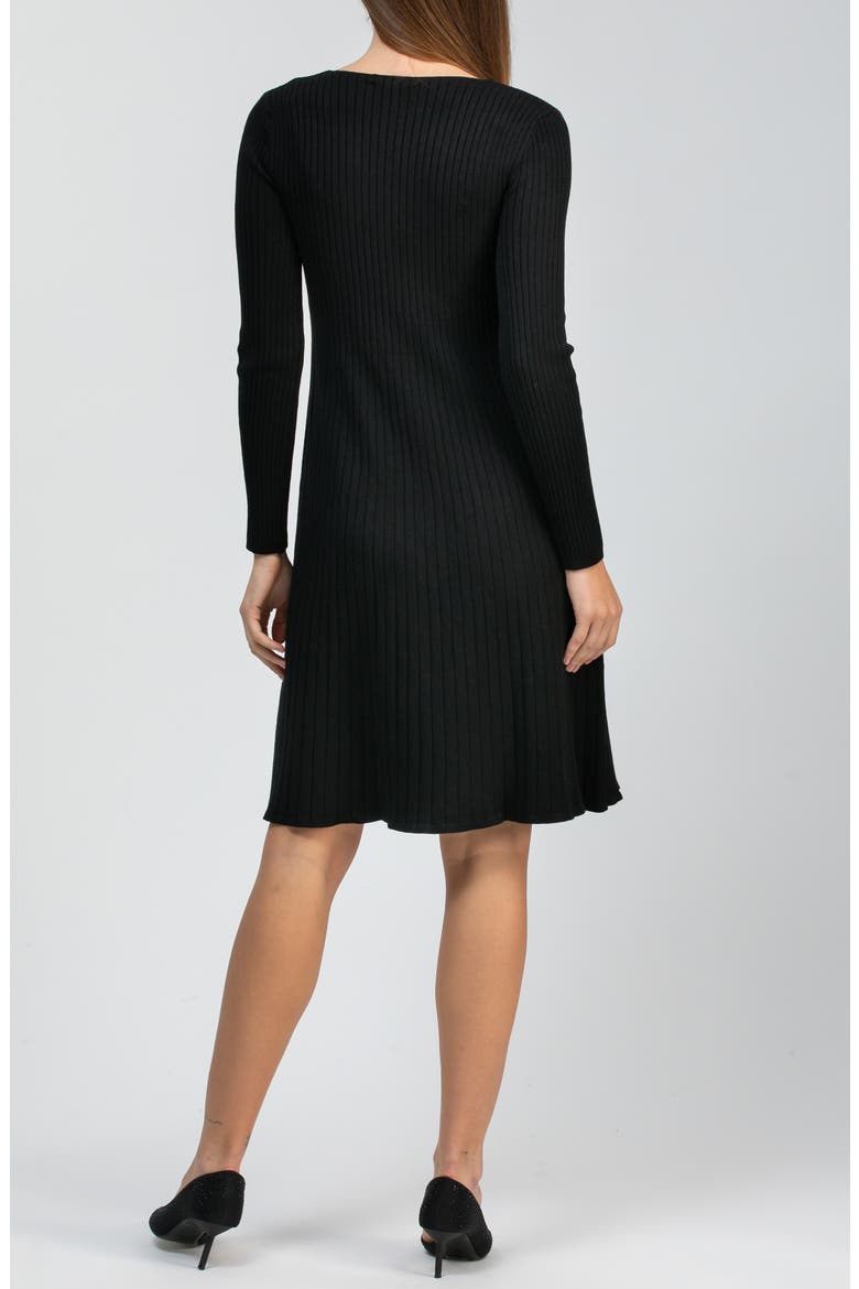 Bianca Rib Long Sleeve Maternity Dress, Alternate, color, BLACK