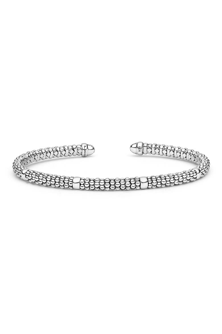 Signature Caviar Versa Pavé Diamond Cuff Bracelet, Alternate, color, SILVER