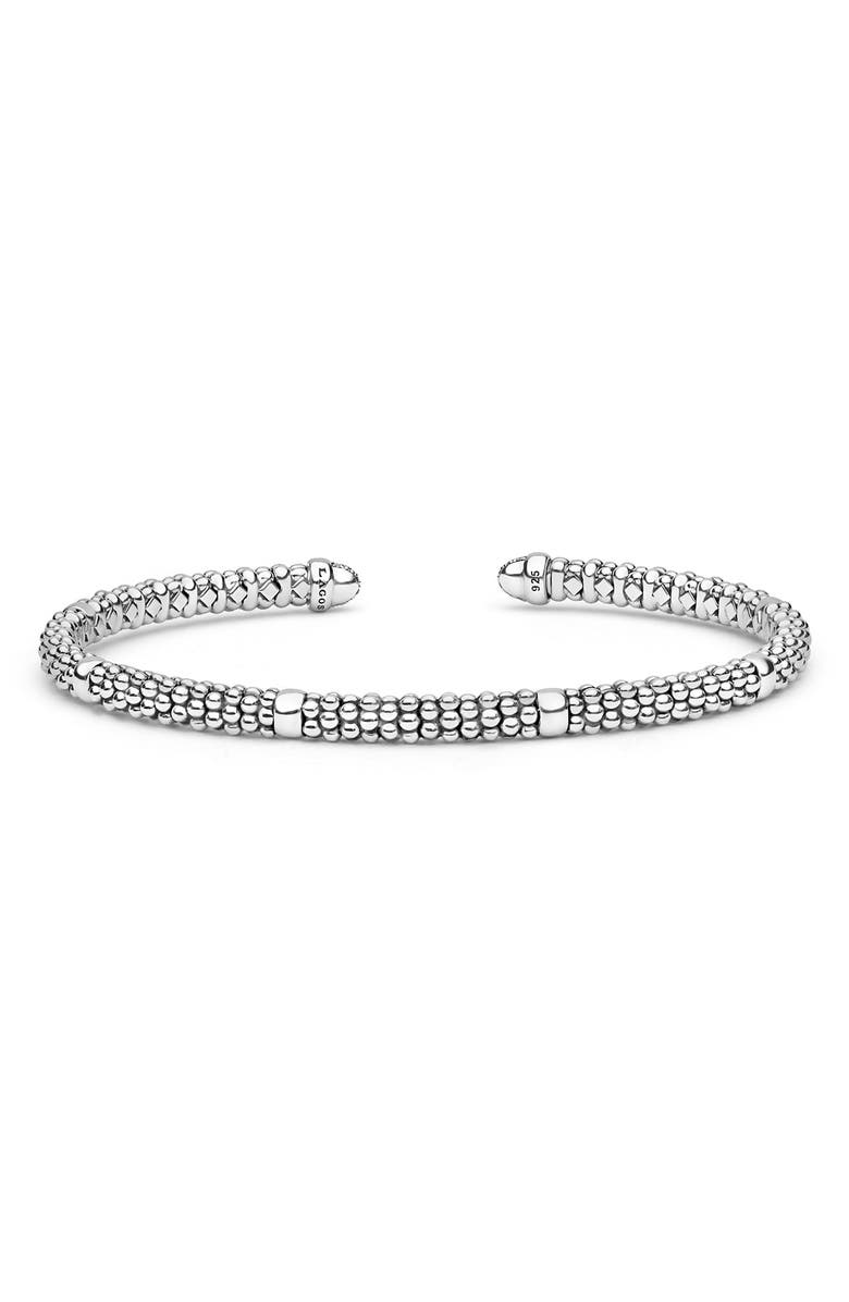 LAGOS Signature Caviar Versa Pavé Diamond Cuff Bracelet, Alternate, color, Silver