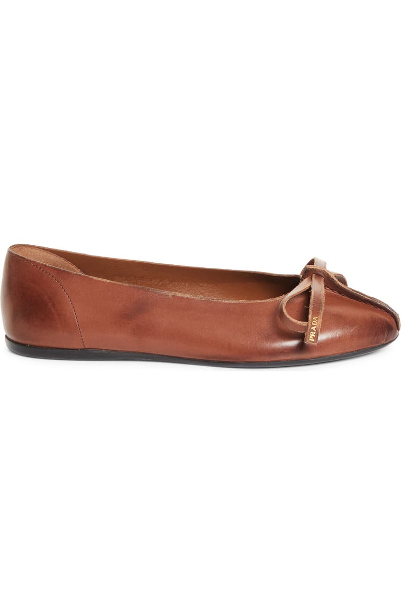 Prada Exposed Seam Ballerina Flat, Alternate, color, Cacao