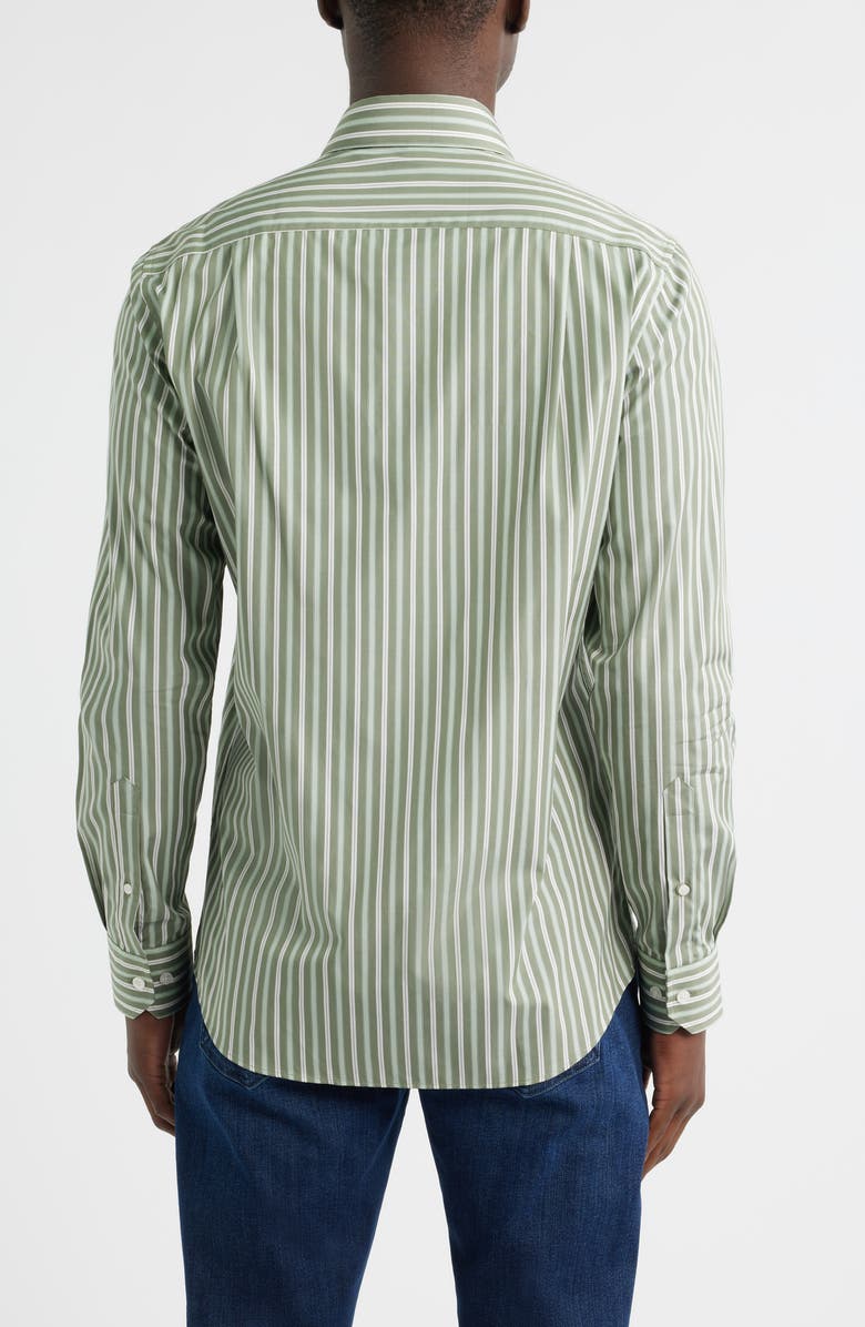 Scott Barber Thomas Mason Regular Fit Stripe Cotton Button-Up Shirt, Alternate, color, Sage